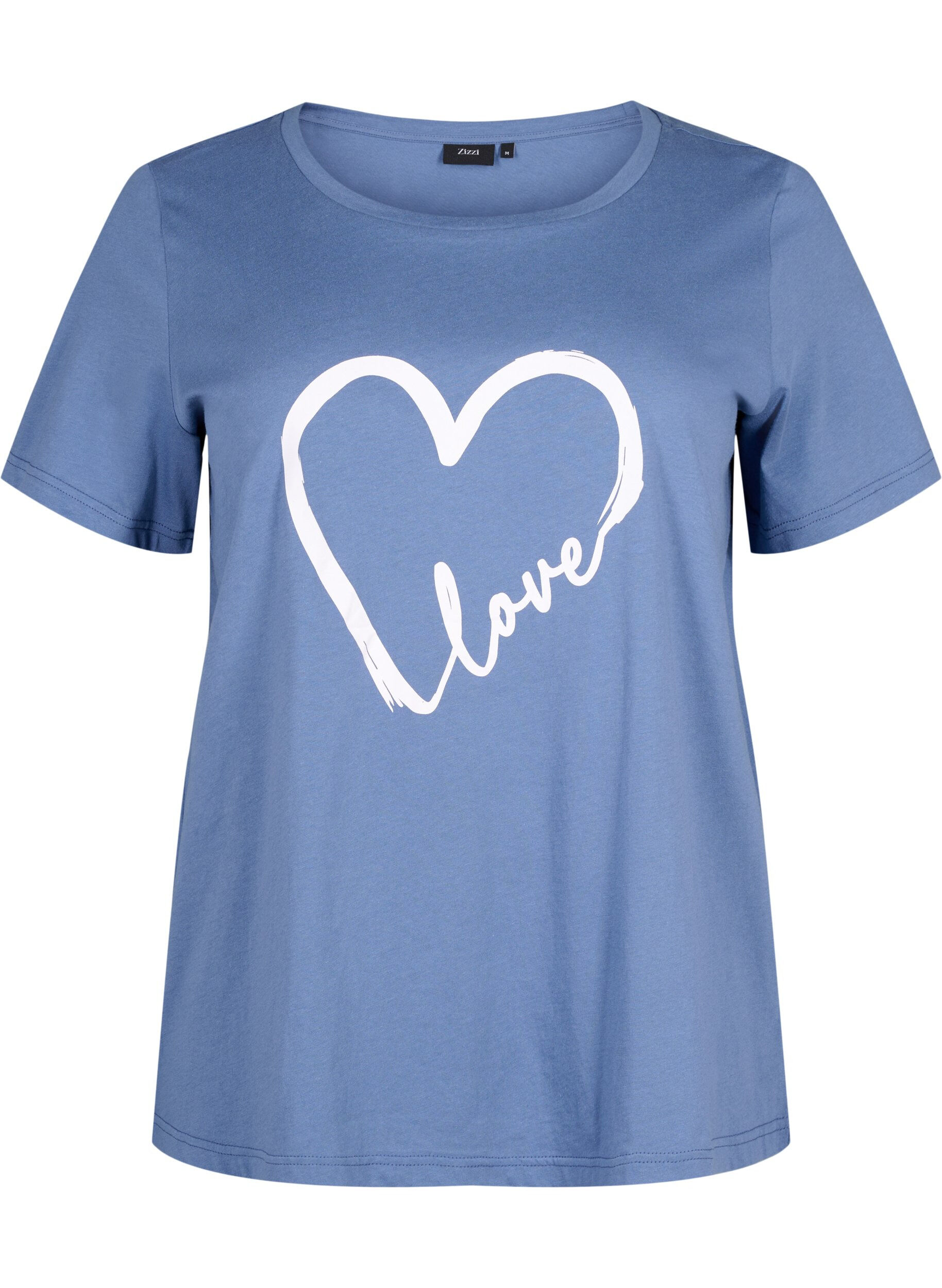 Zizzi T-shirt i bomuld med print og rund hals , Moonlight W.Heart L., Packshot image number 0