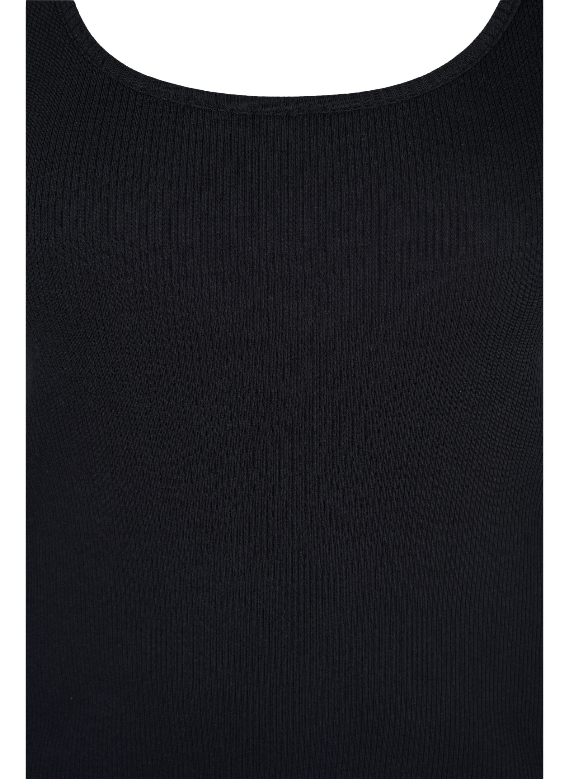 Zizzi 2-pak basis tanktop i rib, Black/Navy Blazer, Packshot image number 2