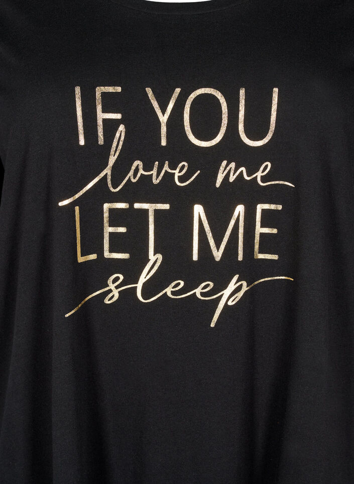 Kort&aelig;rmet natkjole i &oslash;kologisk bomuld , Sort, Packshot image number 2