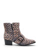 Wide fit - Ankelstøvle i leopardprint med spænde og nitter, Brun, Packshot image number 0