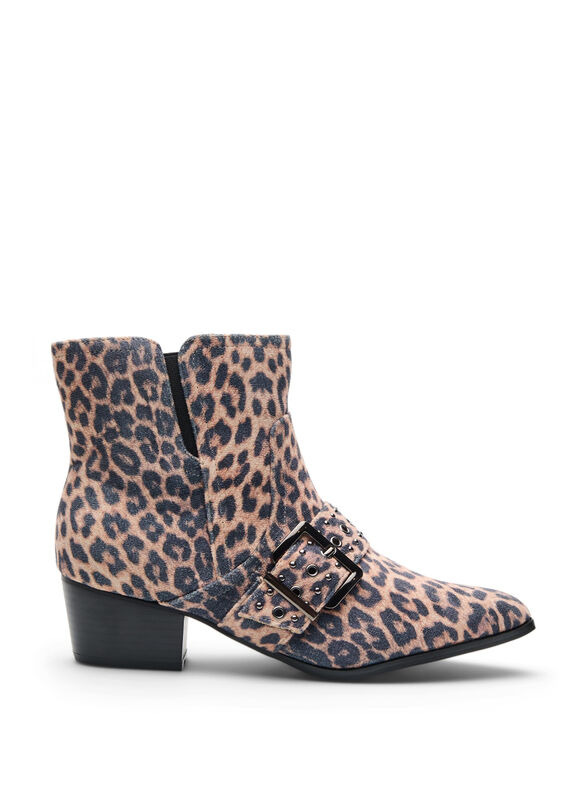 Extra Wide Fit - AnkelstøVle I Leopardprint Med SpæNde Og Nitter