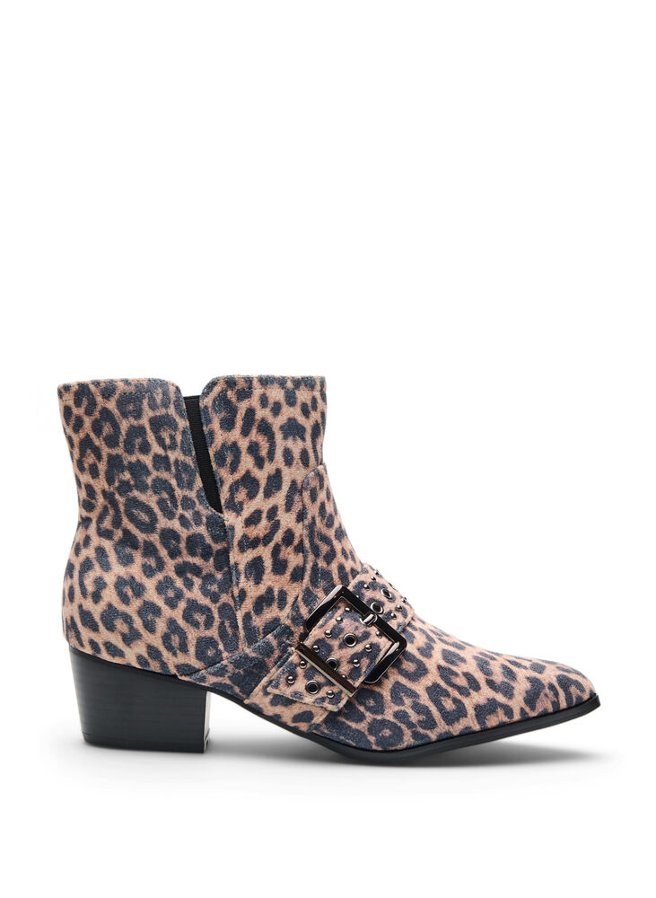 Extra Wide Fit - AnkelstøVle I Leopardprint Med SpæNde Og Nitter