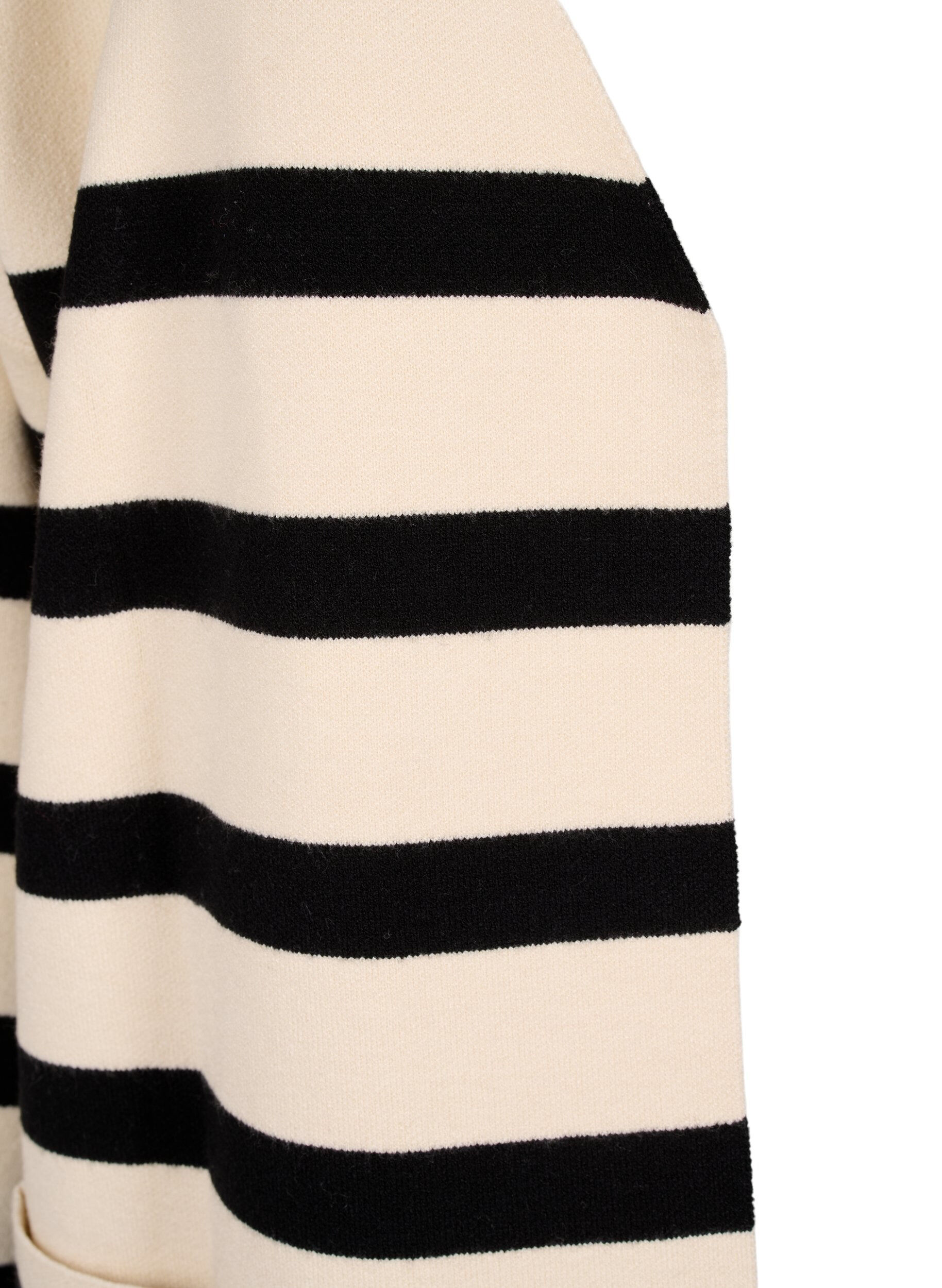 Zizzi Lang strikcardigan med striber, Birch w/Black, Packshot image number 2