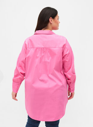 Langærmet skjorte med høj cuff, Aurora Pink, Model image number 1