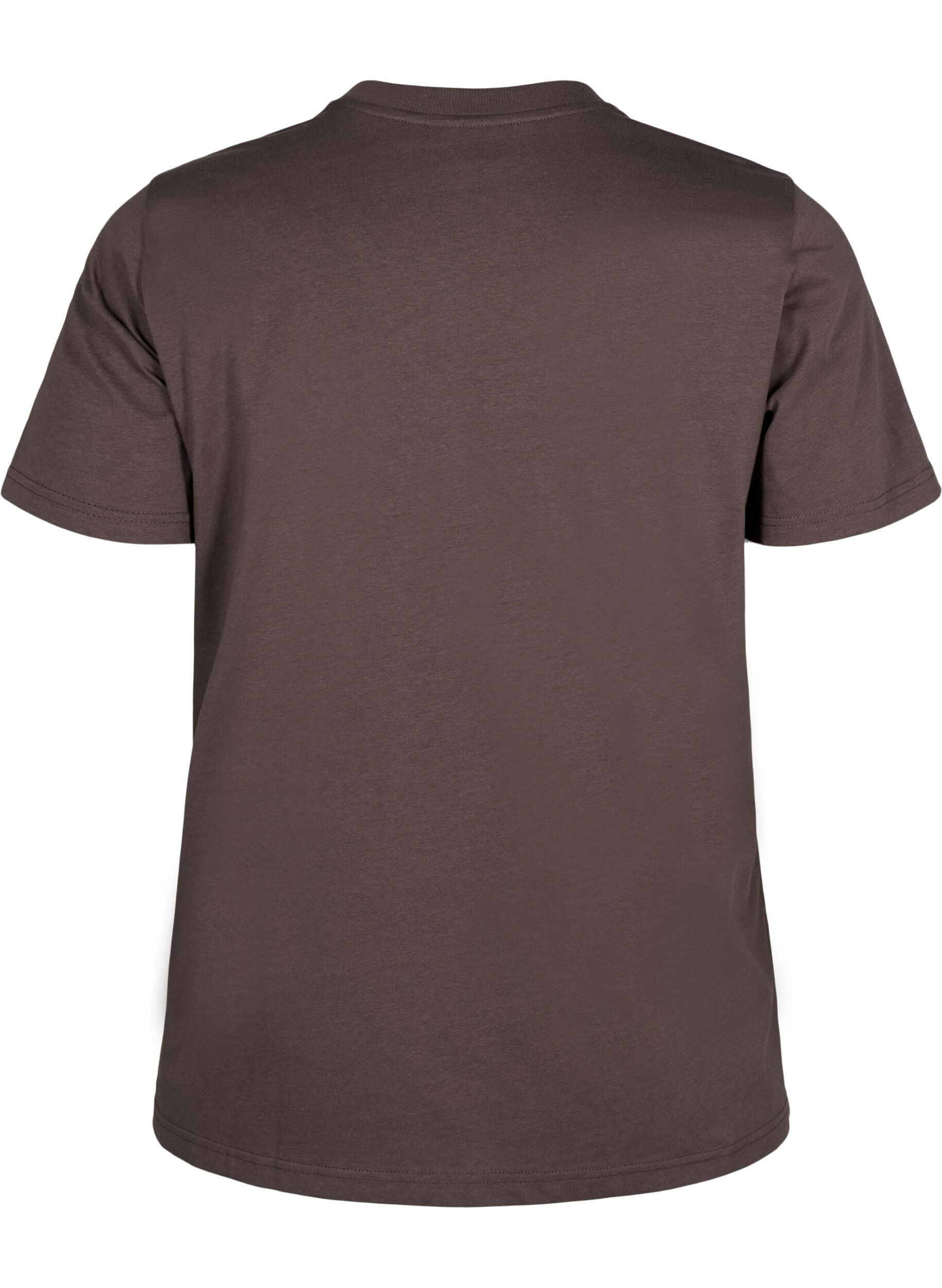 Zizzi Basis t-shirt i bomuld med rund hals , Brun, Packshot image number 1