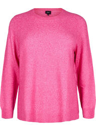Strikbluse med uld og slidser, Raspberry Rose Mel.