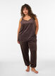 Velourtop med blondekanter, Brun, Model image number 1