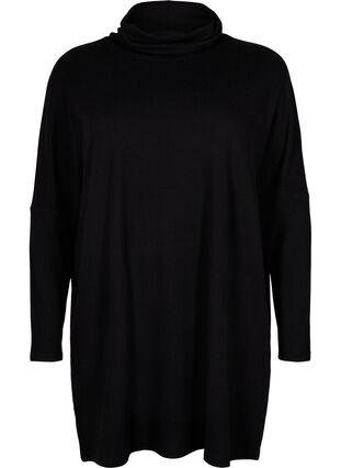Tunika med lange ærmer og høj hals, Black, Packshot image number 0