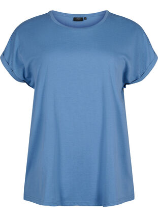 Kortærmet t-shirt i bomuldsblanding, Moonlight Blue, Packshot image number 0