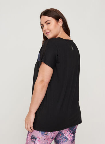 Kortærmet trænings t-shirt med printdetaljer, Black, Model image number 1