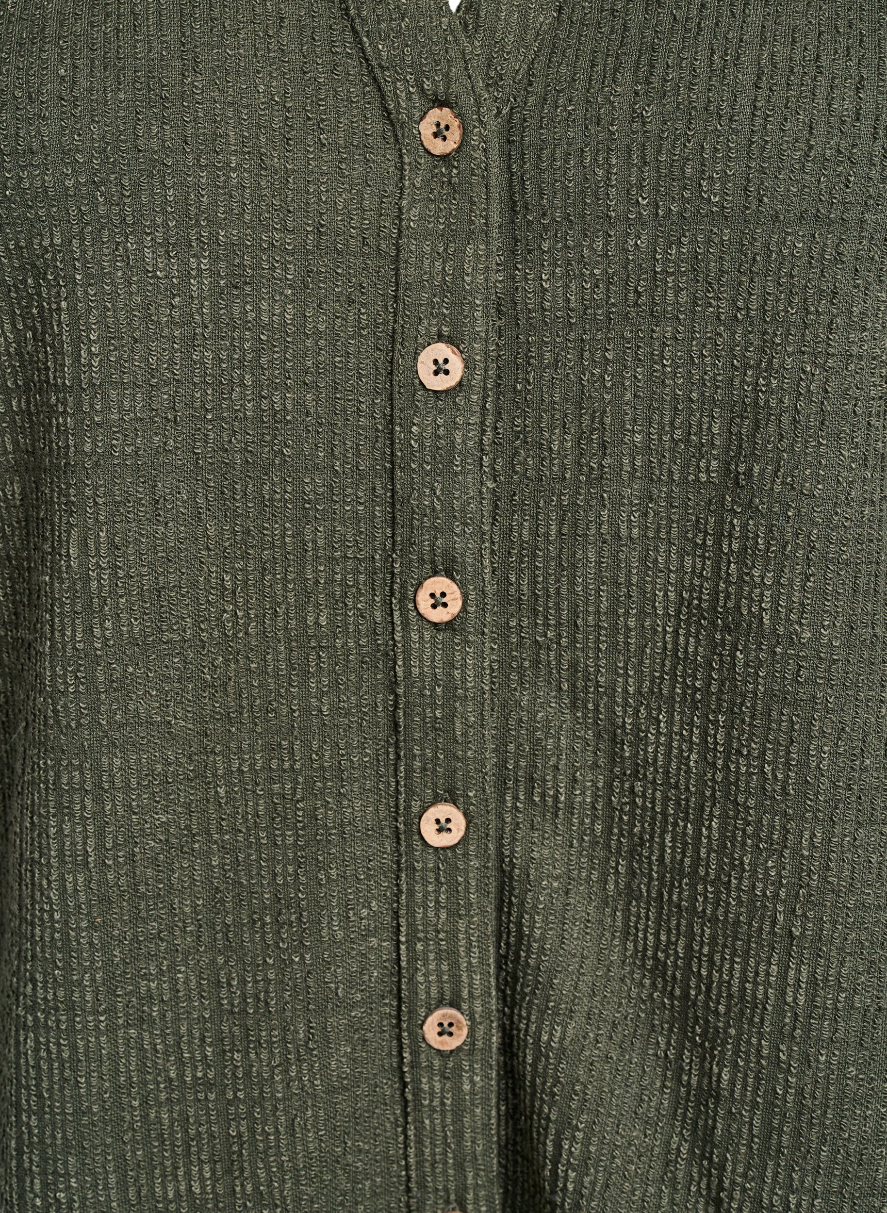 Zizzi Skjortebluse med struktur og V-udsk&aelig;ring, Thyme, Packshot image number 2