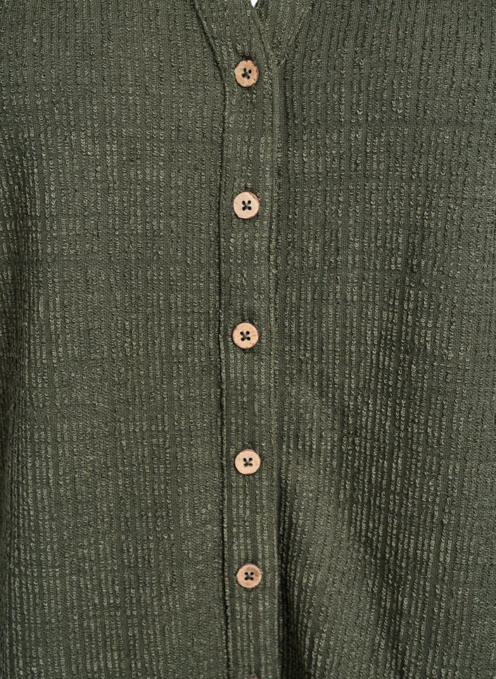 Skjortebluse med struktur og V-udskæring, Thyme, Packshot image number 2