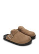 Wide fit clogs i ruskind, Woodsmoke, Packshot image number 1