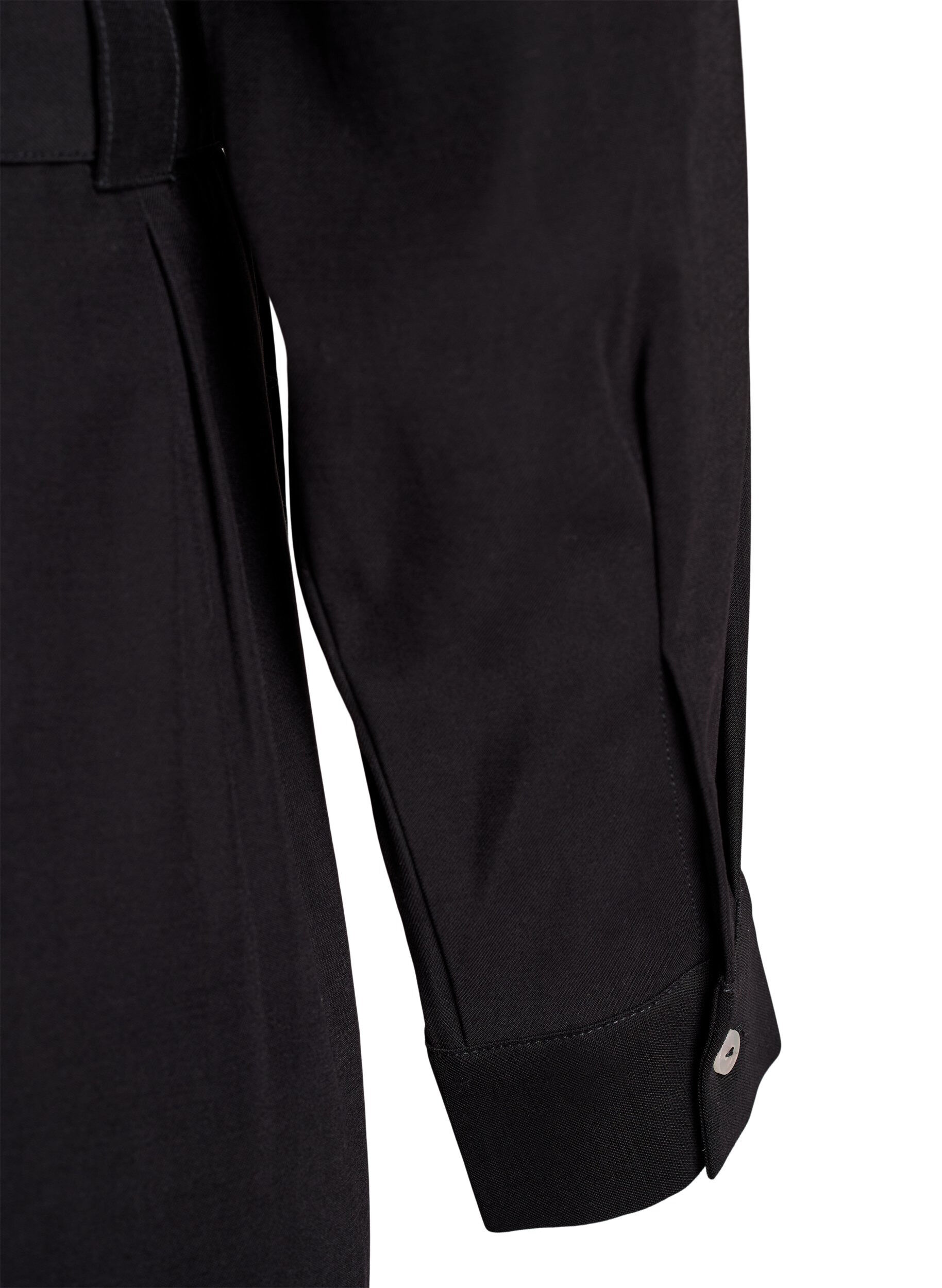 Zizzi Skjortekjole med bindeb&aelig;lte og lange &aelig;rmer, Sort, Packshot image number 3