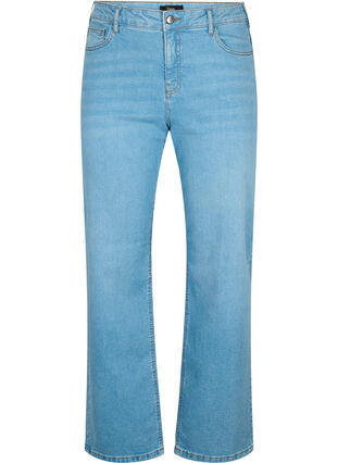 Højtaljede Gemma jeans med straight fit, Light blue, Packshot image number 0