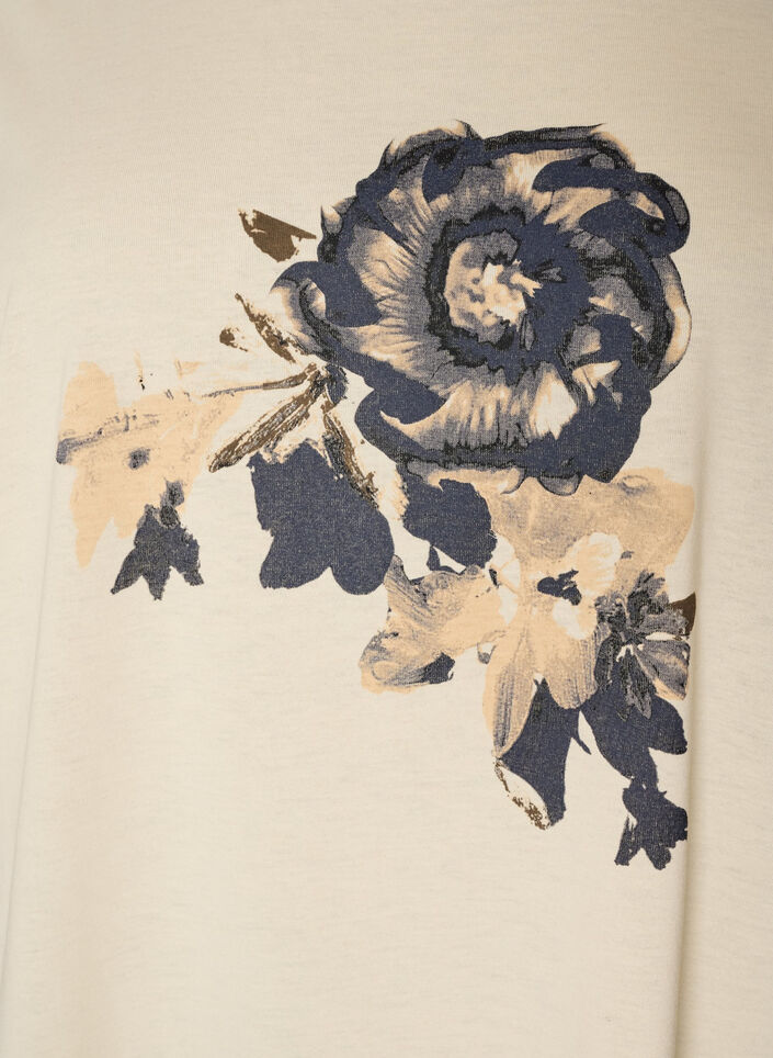 T-shirt med dekorativt frontprint, Vanilla, Packshot image number 2