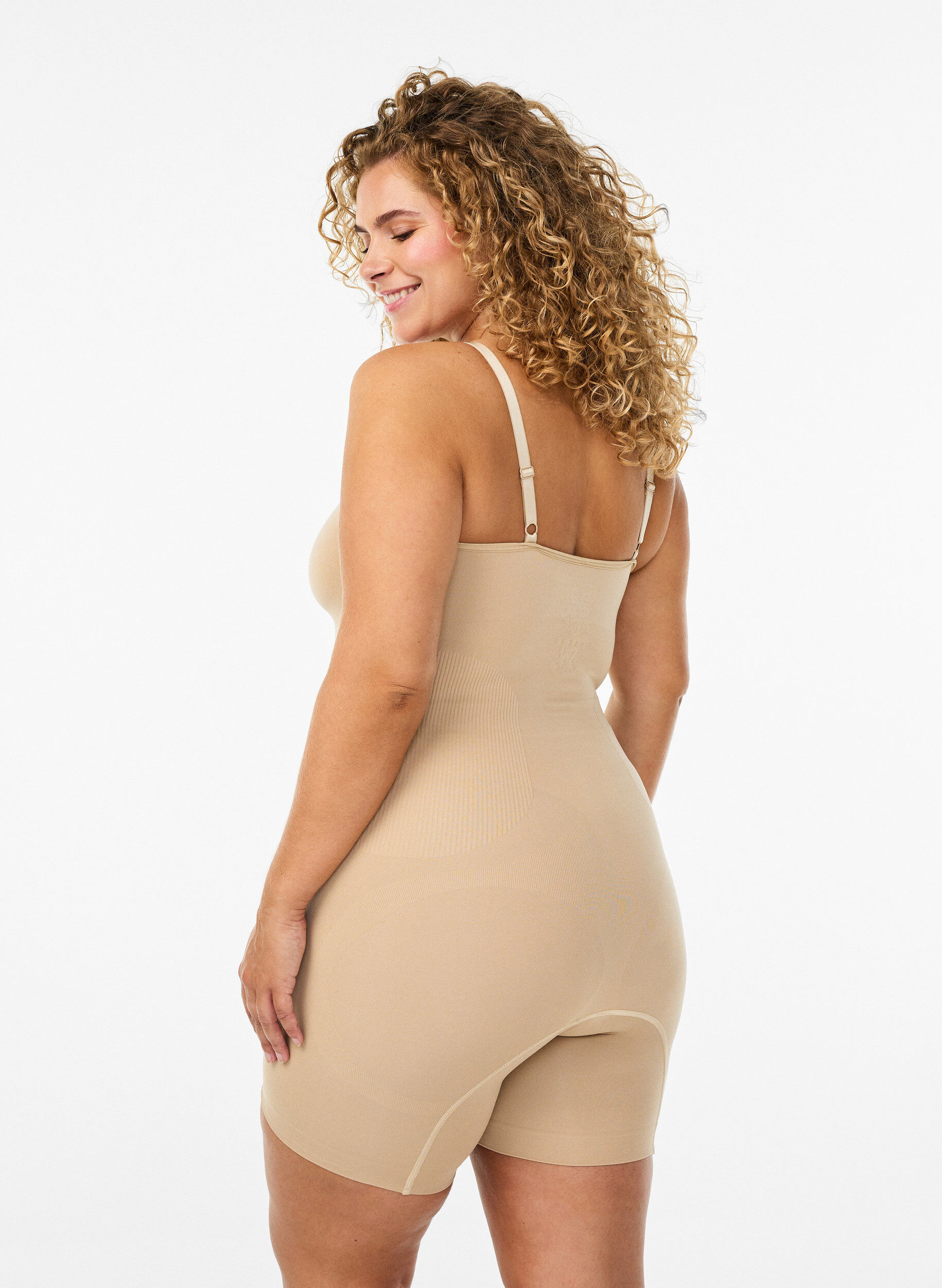 Zizzi Shapewear heldragt med &aring;bning forneden, Beige, Model image number 1