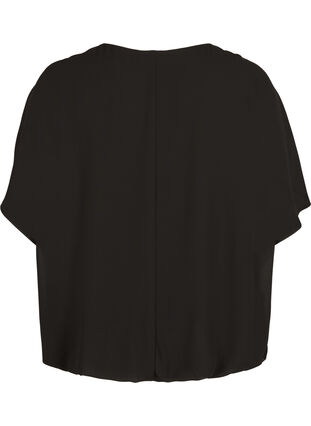 Kortærmet bluse med rund hals, Black, Packshot image number 1