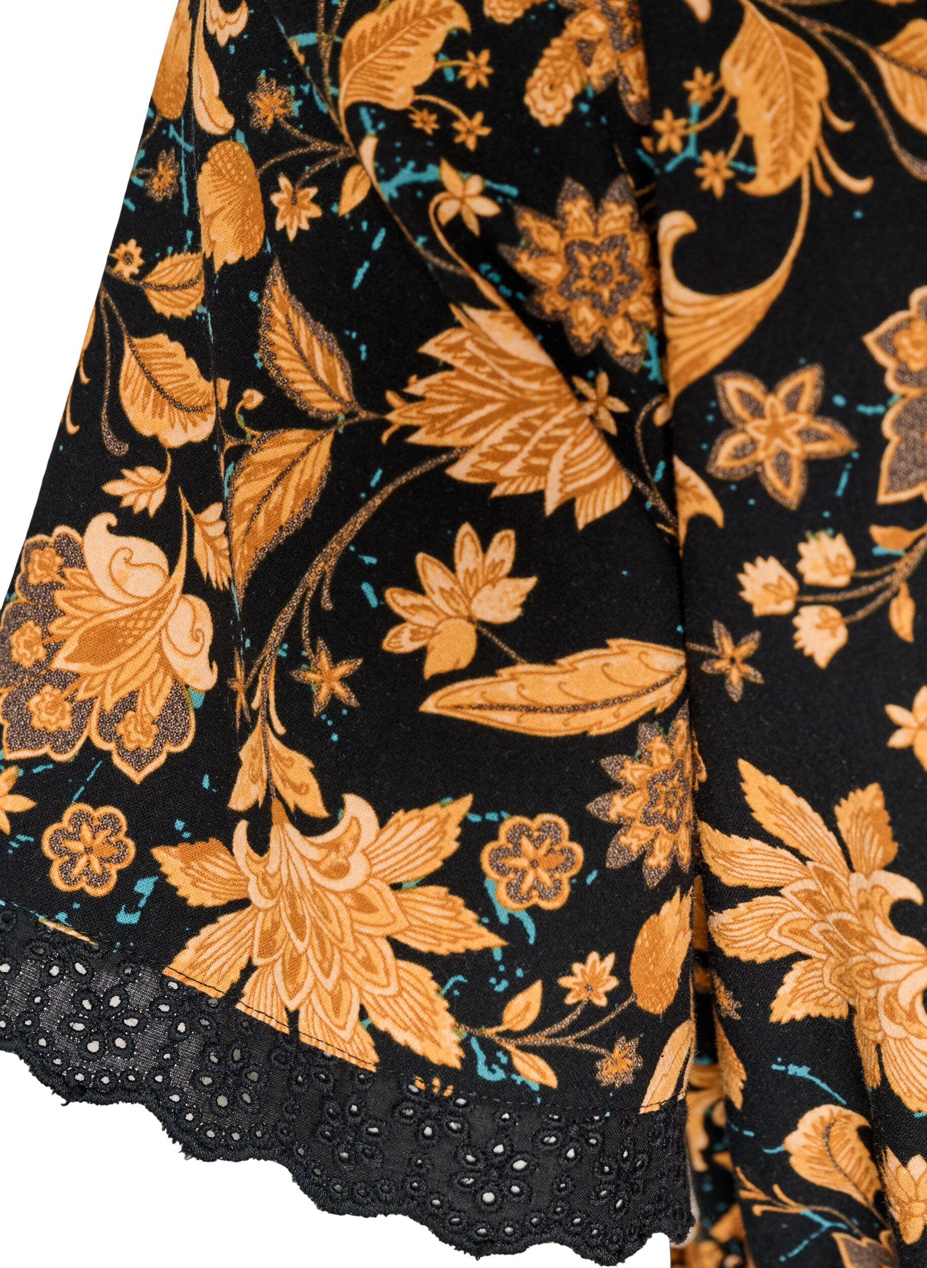 ZizziBlomstret bluse i bomuld med bindeb&aring;nd, Orange, Packshot image number 4