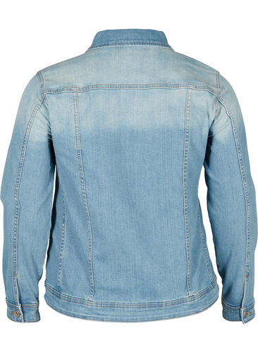Lys denim jakke med brystlommer, Light blue denim, Packshot image number 1