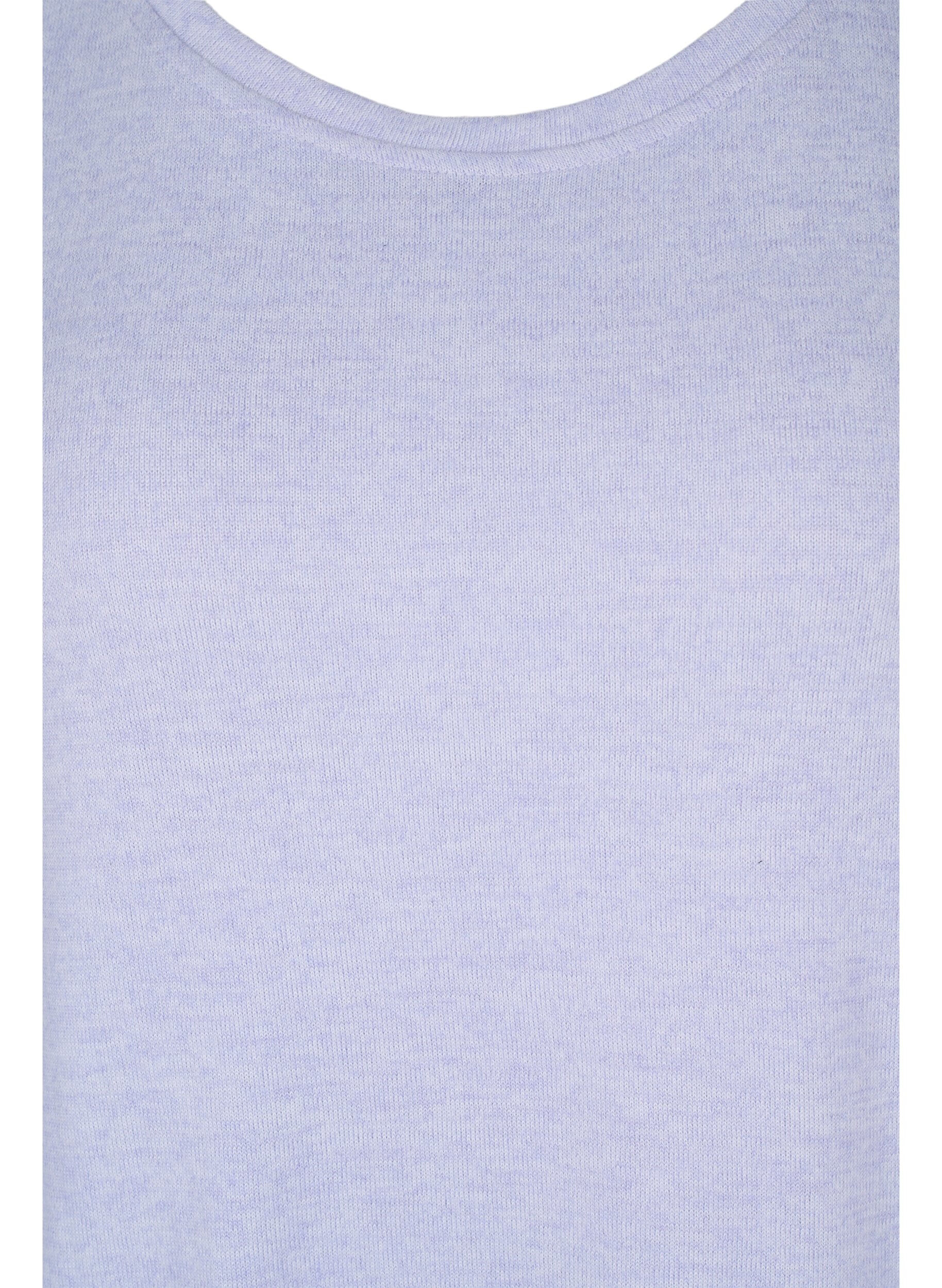 Zizzi Lang&aelig;rmet bluse med knappedetaljer, Cosmic Sky Melange, Packshot image number 2