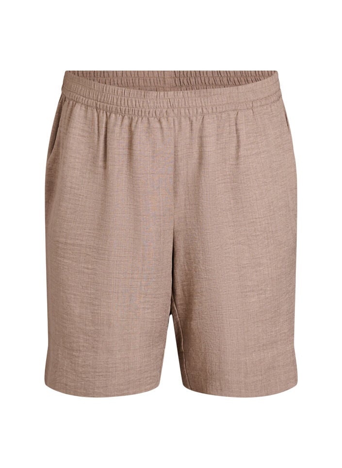Shorts med lommer og h&oslash;j talje, Brun, Packshot image number 0