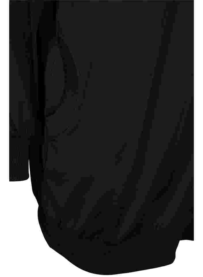Lang sportscardigan med hætte og lomme, Black, Packshot image number 3