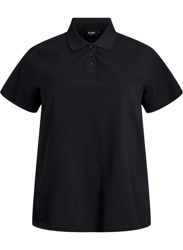 Poloshirt med korte &aelig;rmer, Sort, Packshot image number 0