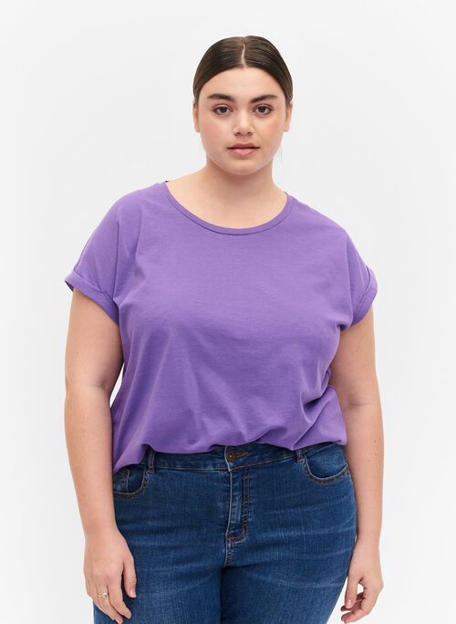 Kortærmet t-shirt i bomuldsblanding, Deep Lavender, Model