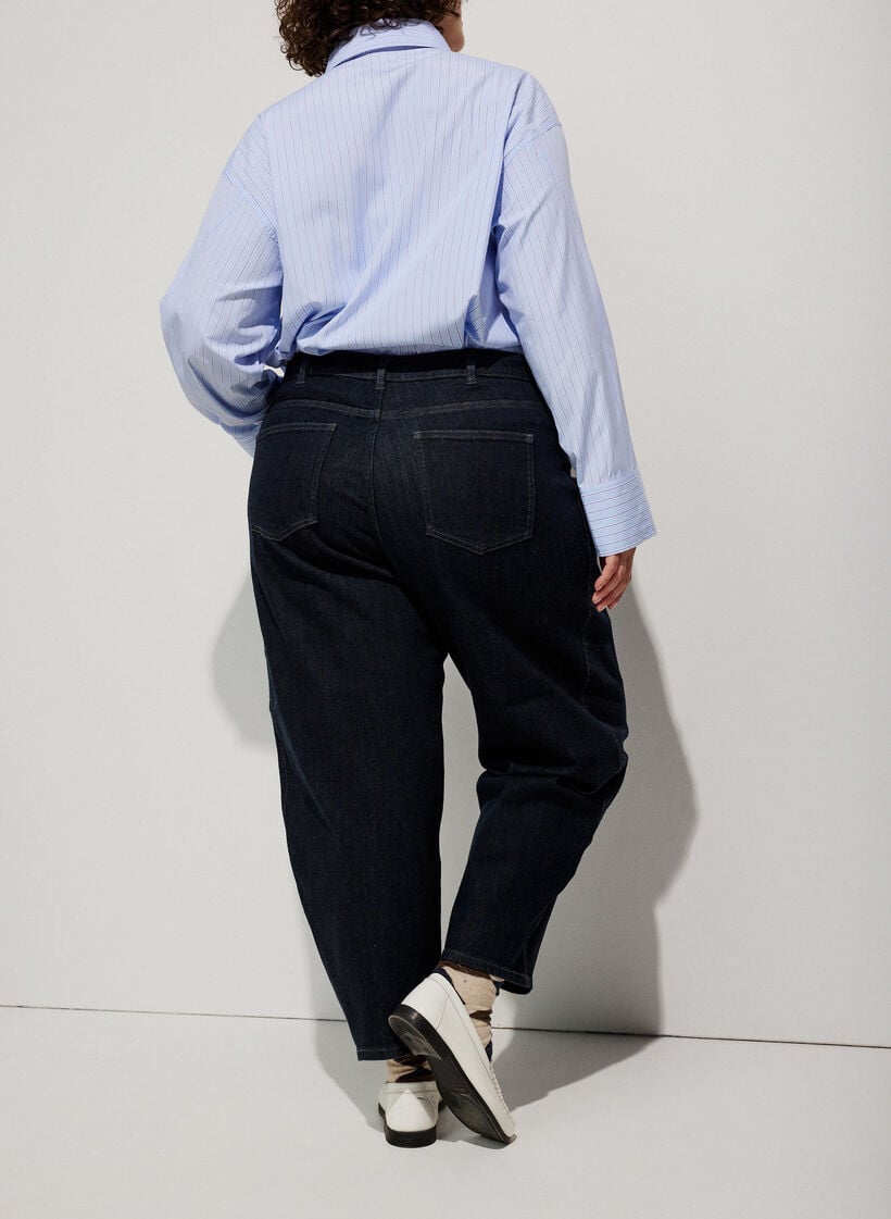 Barrel fit jeans med h&oslash;j talje, Bl&aring;, Image image number 0