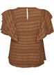 Bluse med smock-struktur og fl&aelig;se&aelig;rmer, Brun, Packshot image number 1