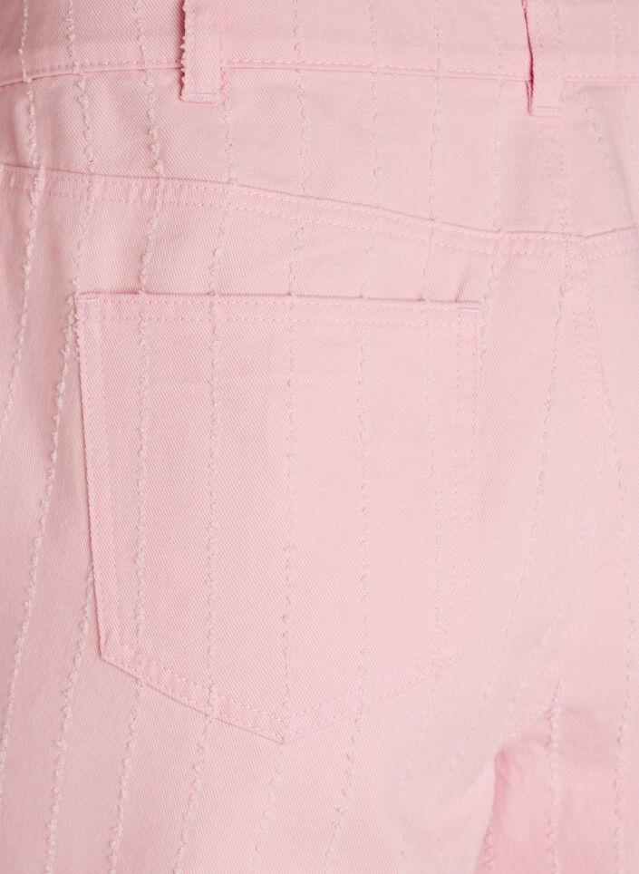 Myra jeans i farvet denim med wide fit og teksturm&oslash;nster, Lyser&oslash;d, Packshot image number 3