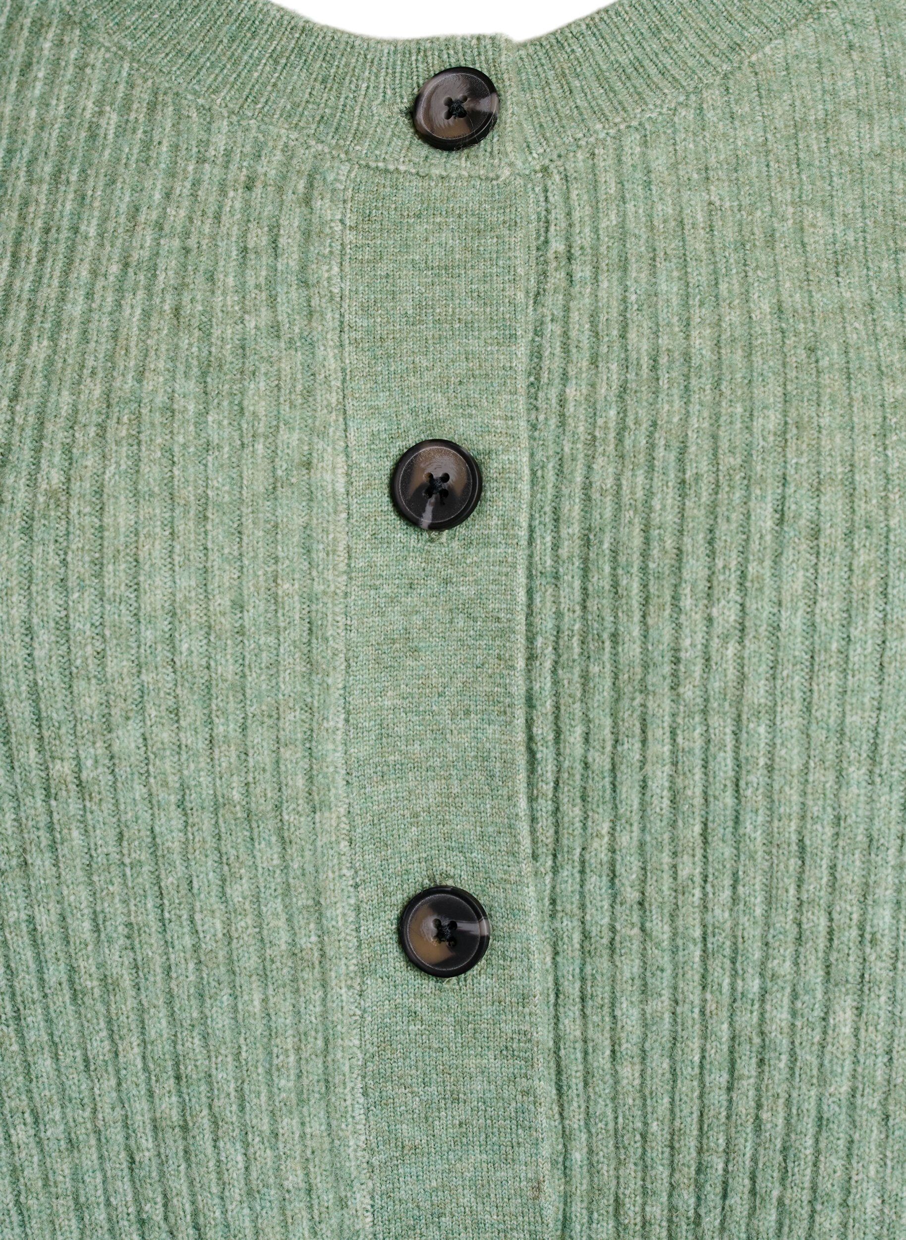 Zizzi Ribstrikket cardigan med knapper, Gr&oslash;n, Packshot image number 2