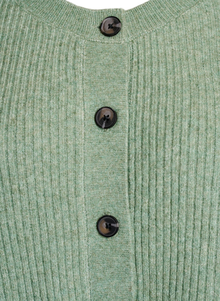 Ribstrikket cardigan med knapper, Grøn, Packshot image number 2