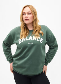 Sweatshirt med tekst i frotté, Duck Green, Model