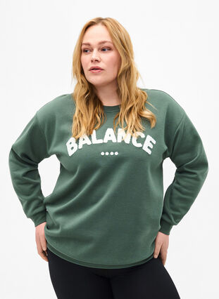 Sweatshirt med tekst i frotté, Duck Green, Model image number 0