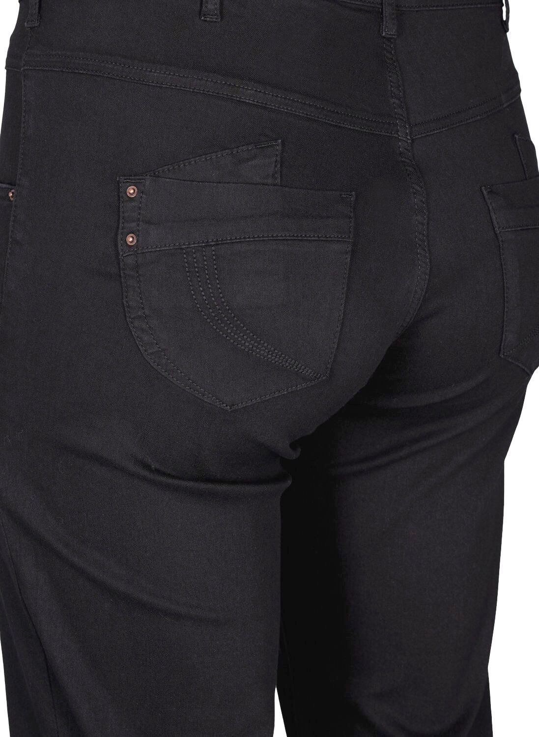Zizzi Regular fit Gemma jeans med h&oslash;j talje, Sort, Packshot image number 3