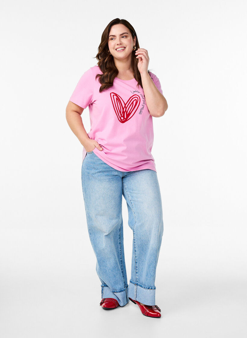 Bomulds t-shirt med motiv, Begonia P. w. Heart, Model image number 2