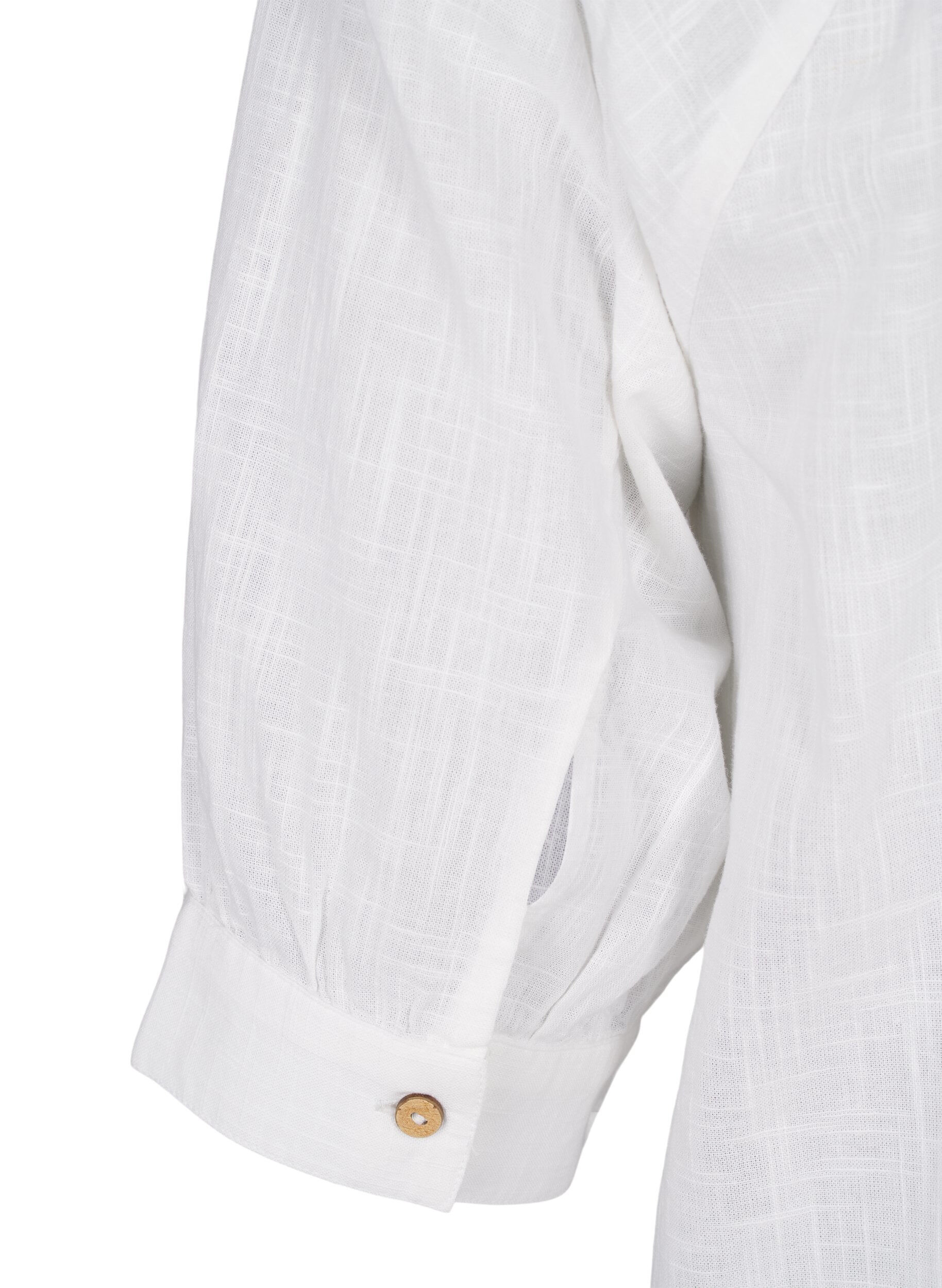 Zizzi Tunika i bomuld med V-udsk&aelig;ring, Hvid, Packshot image number 3