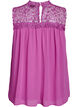 Ærmeløs festtop med crochet, Lilla, Packshot image number 1