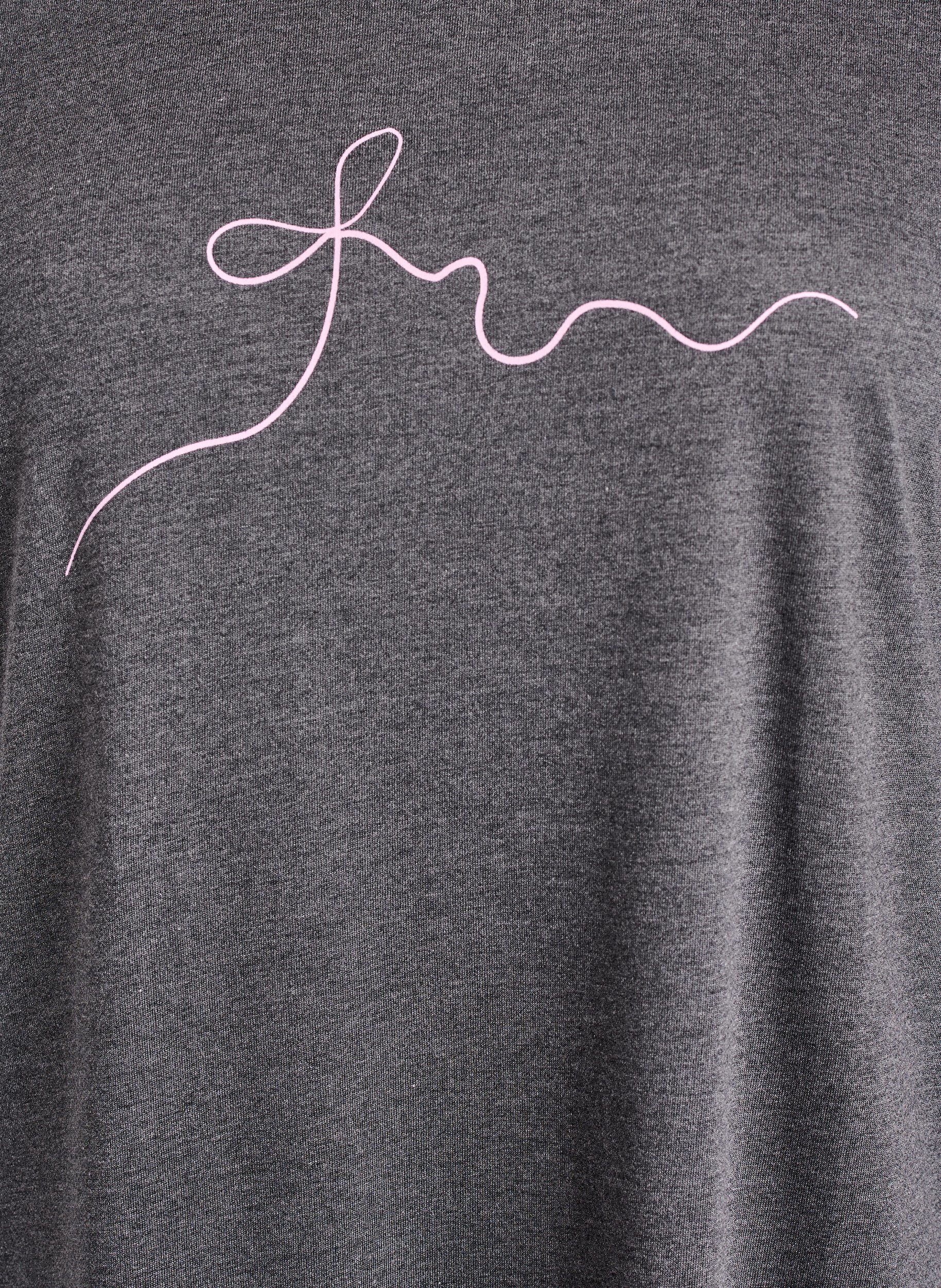 Zizzi Kort&aelig;rmet natkjole med tekstprint, Sort, Packshot image number 2