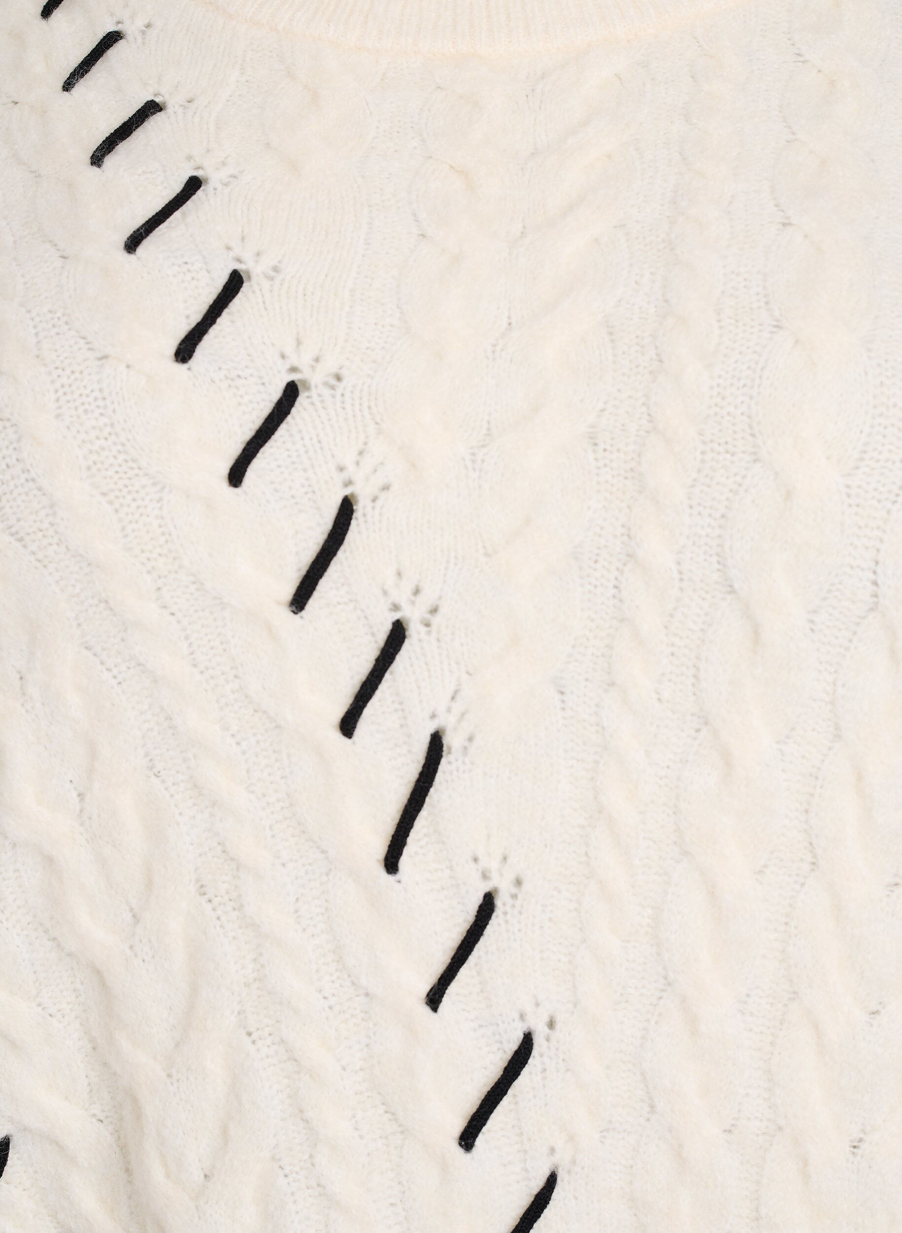 Zizzi Strikbluse med kabelm&oslash;nster og kontrastdetaljer, Beige, Packshot image number 2