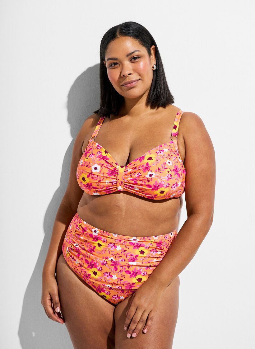 Bikini bh med b&oslash;jle og m&oslash;nster, Orange, Model image number 1