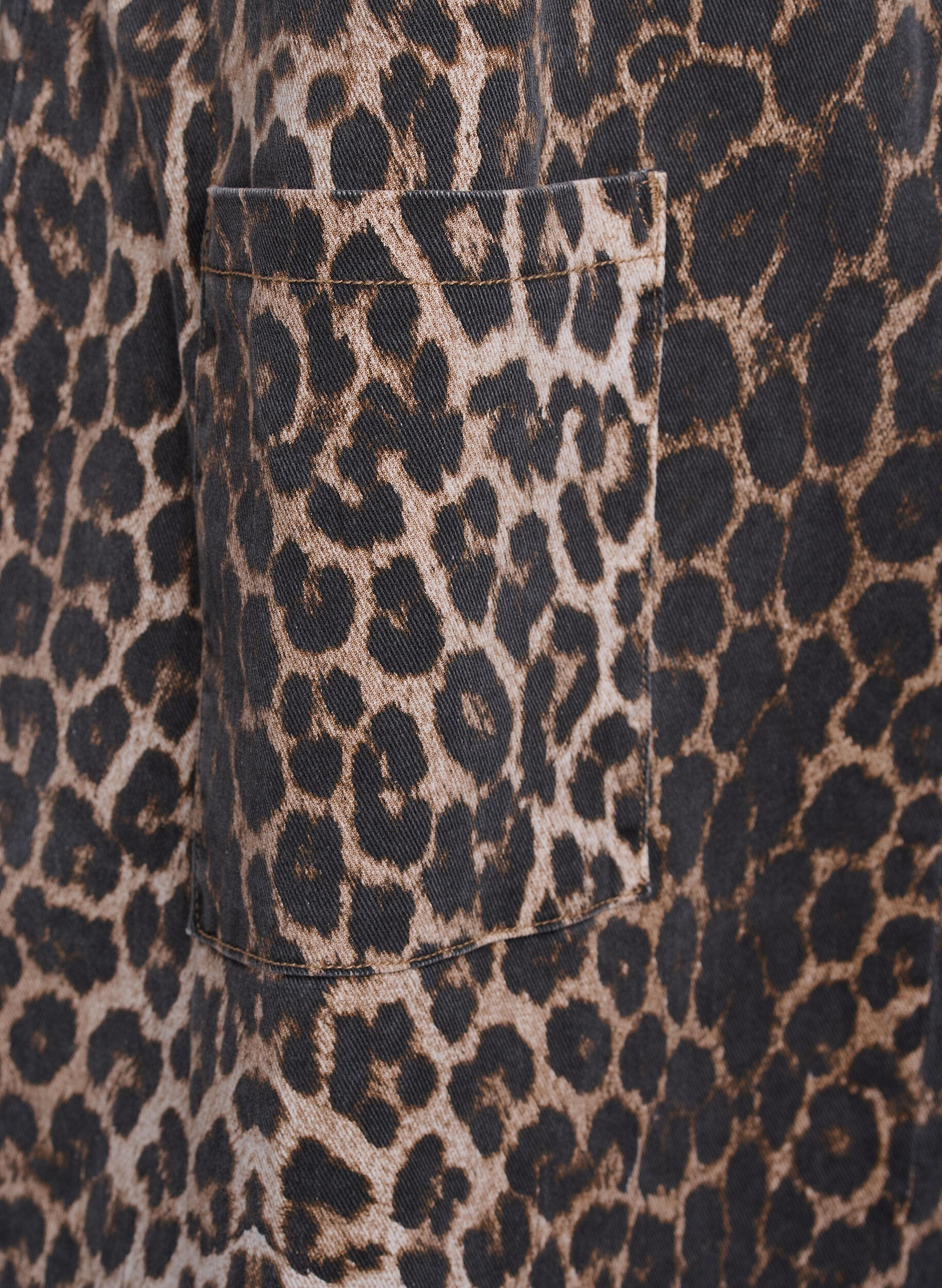 Zizzi Spencerkjole med lommer og leopardprint, Brun, Packshot image number 3