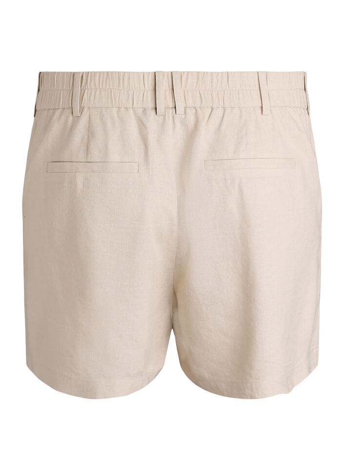 Bermudashorts i h&oslash;r og viskose med h&oslash;j talje, Beige, Packshot image number 1