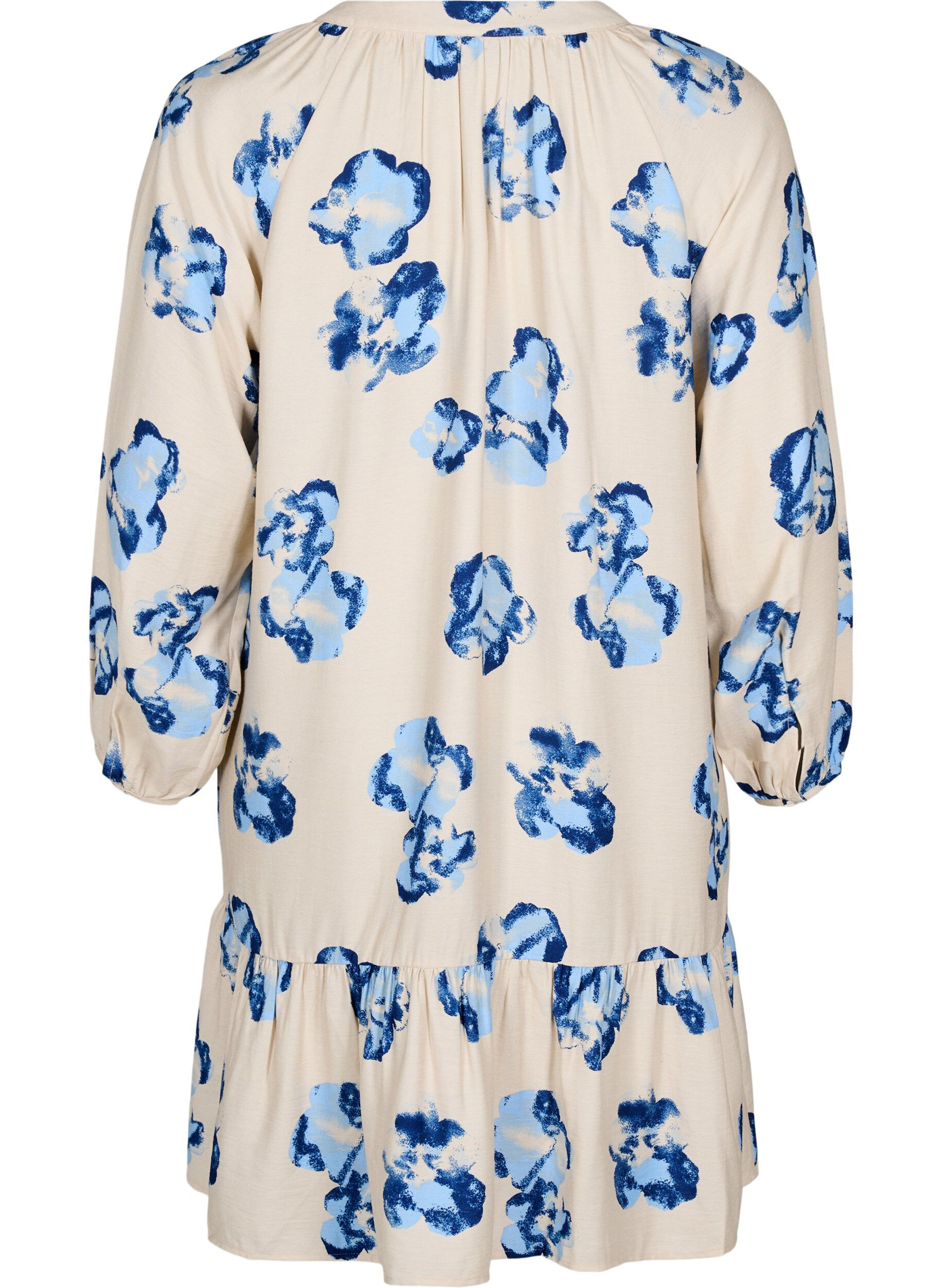 Zizzi Kn&aelig;lang kjole med lange &aelig;rmer og A-snit, Vanilla, Packshot image number 1