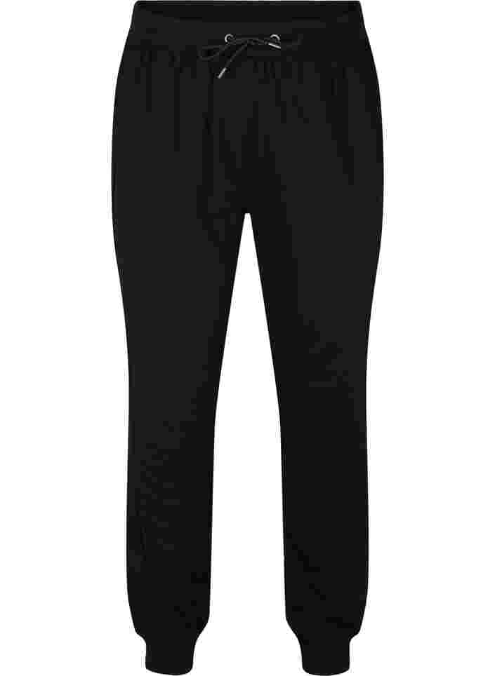Sweatpants med trackdetaljer, Black, Packshot image number 0