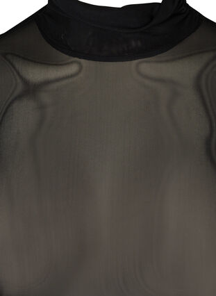 Mesh bluse med høj hals, Black, Packshot image number 2