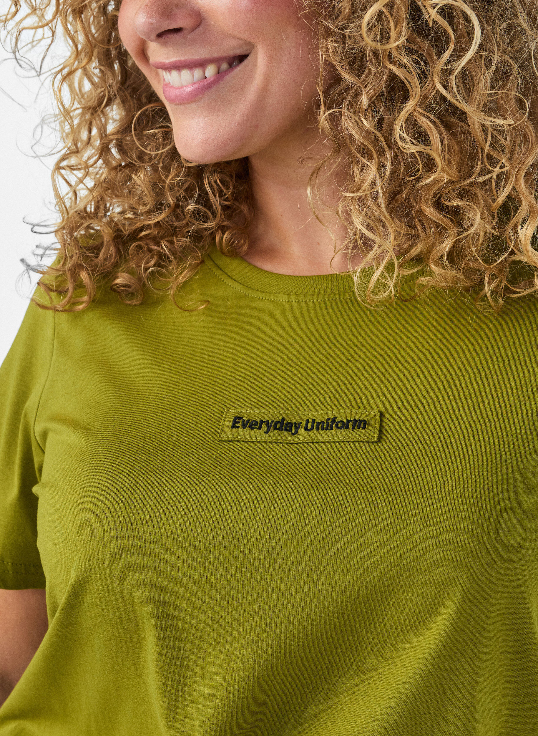 ZizziT-shirt i bomuld med tekstbadge, Gr&oslash;n, Model image number 3