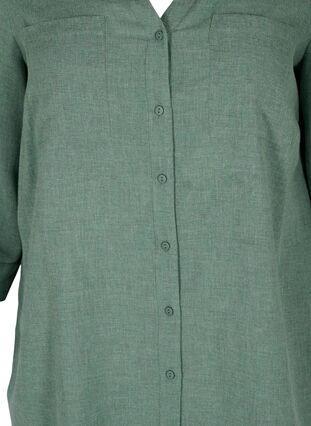 Lang skjorte med v-hals og brystlommer, Balsam Green, Packshot image number 2